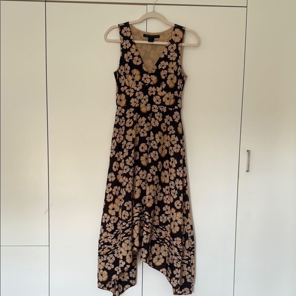 Marc By Marc Jacobs Tan Navy Asymmetrical Sundress